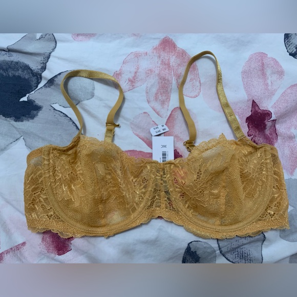 La SENZA 36C Lace Underwire Bra Gold sexy feminine - Picture 2 of 7